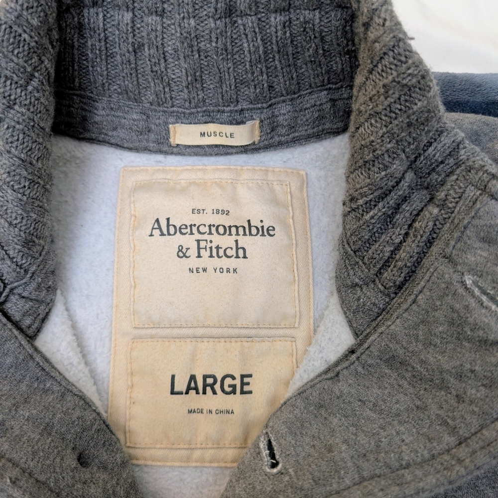 Vintage Abercrombie & Fitch Gray Knit Collar Jacket Muscle Fit - Picture 9 of 10